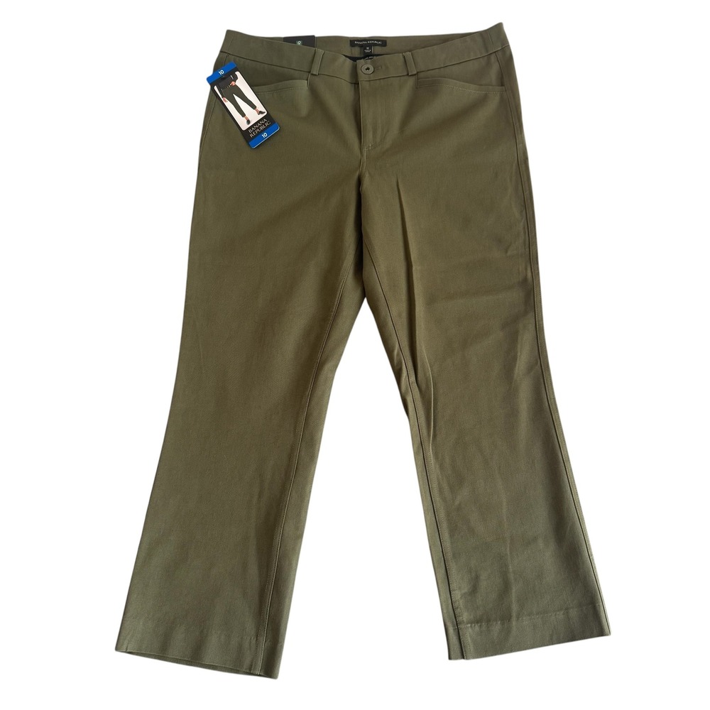 NWT Banana Republic Mid Rise Slim Straight Pant Size 10 Army Green Office Casual